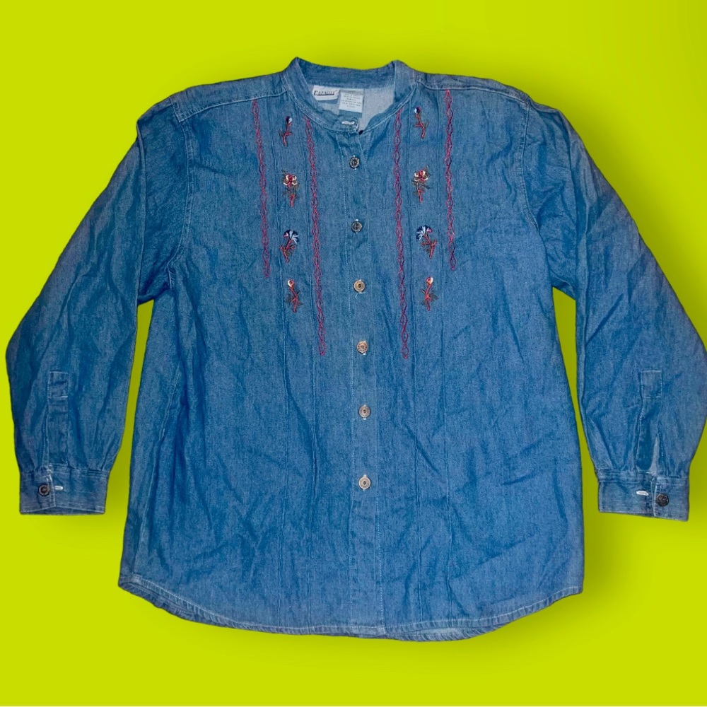 Capacity Vintage 80s floral denim shirt | size: L | blue | women